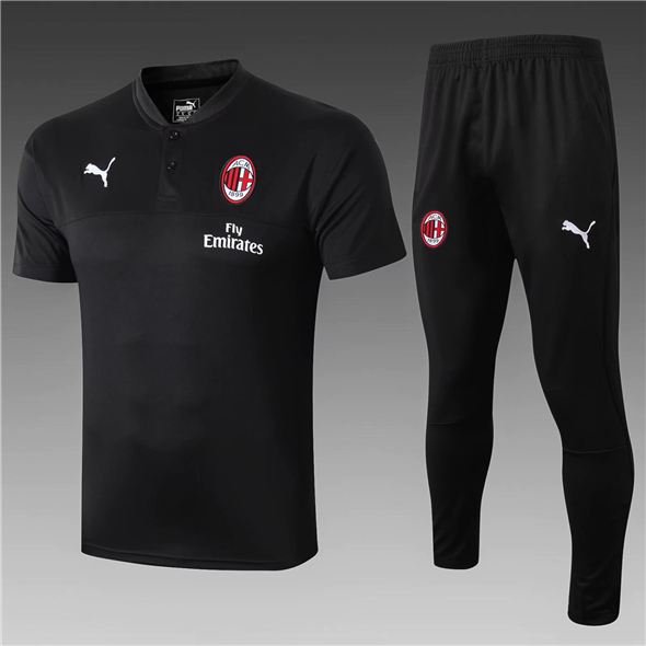 Chemise Polo de football AC Milan 2020 noir
